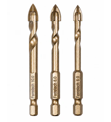 Pack 3 Brocas Doble Punta Flecha 6, 8 y 10 mm