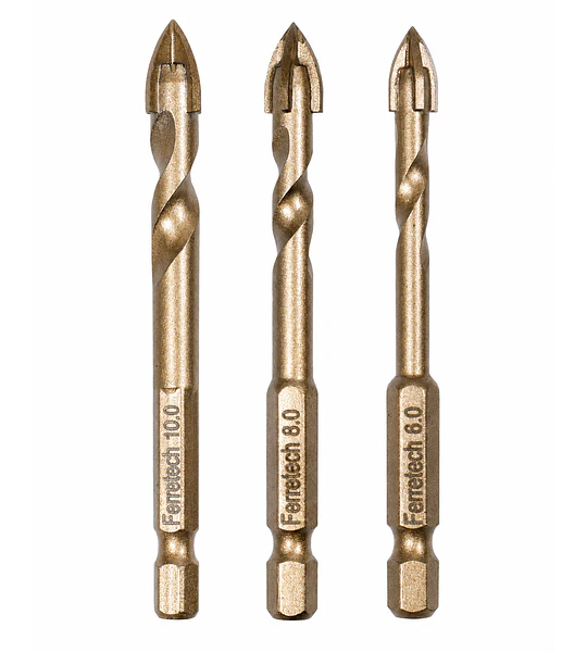 Pack 3 Brocas Doble Punta Flecha 6, 8 y 10 mm