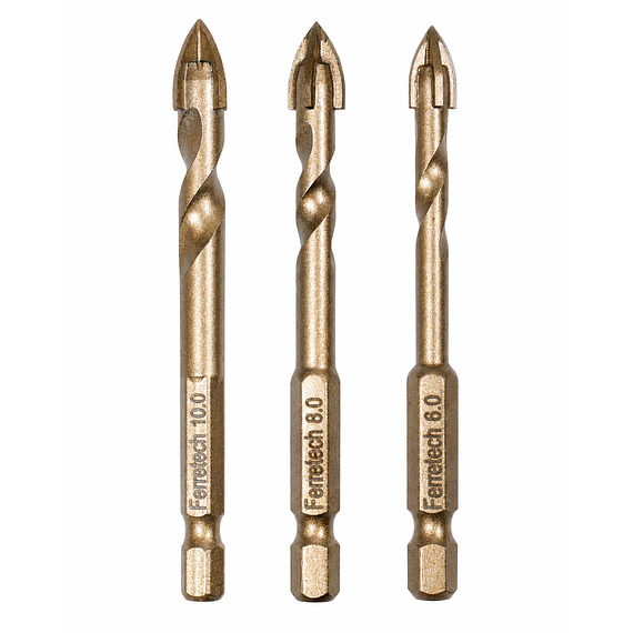 Pack 3 Brocas Doble Punta Flecha 6, 8 y 10 mm