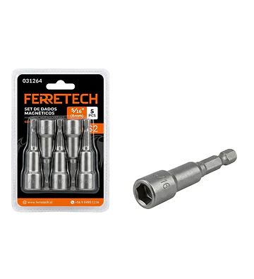 Set 5 Vasos Magnéticos Hexagonales 5/16" (8 mm) x 65 mm