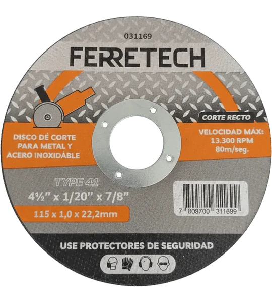 Disco de Corte Metal 4 1/2" x 1 mm x 7/8" T41 Pack 10 unidades