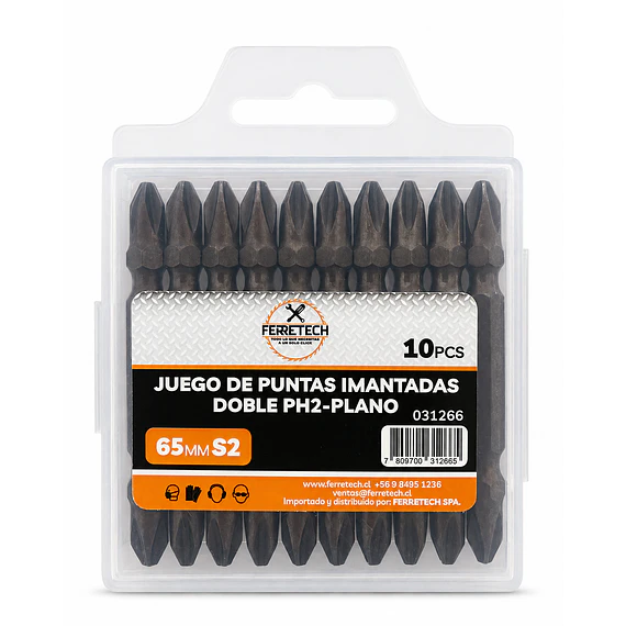 Set 10 Puntas Dobles PH2–Plano 65 mm S2 