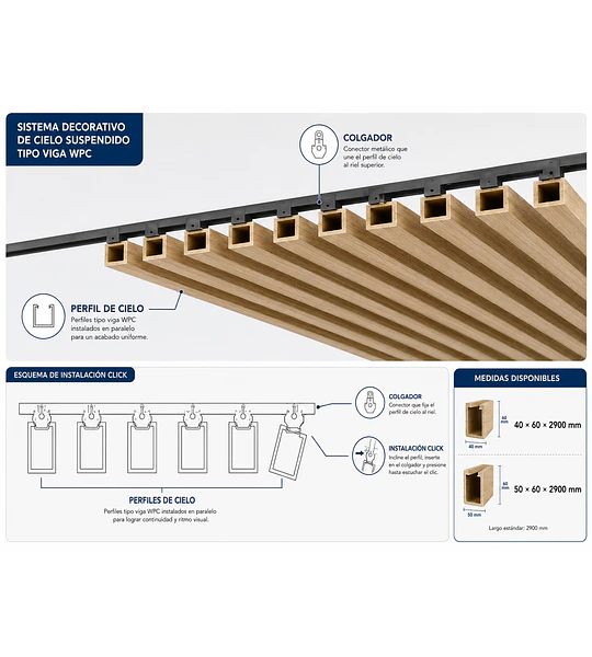 Viga WPC para Cielo Tipo Madera