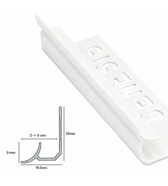 Perfil Esquina Interior PVC Genesis 9 mm x 2,5 m