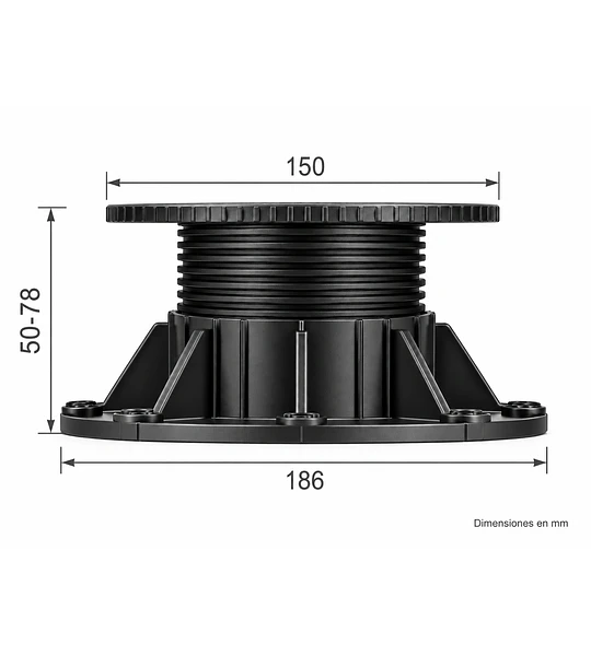 Soporte Ajustable para Deck y Pastelón 50-78 mm – Caja 36 Unidades