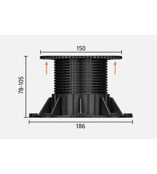 Soporte Ajustable para Deck y Pastelón 78-105 mm – Caja 24 Unidades