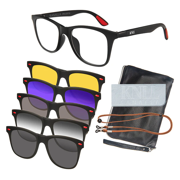 Marco optico unisex + 5 clip on de sol