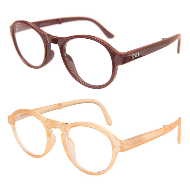 Pack 2 Lentes De Lectura Plegable Con Filtro Azul mod Café / Naranjo