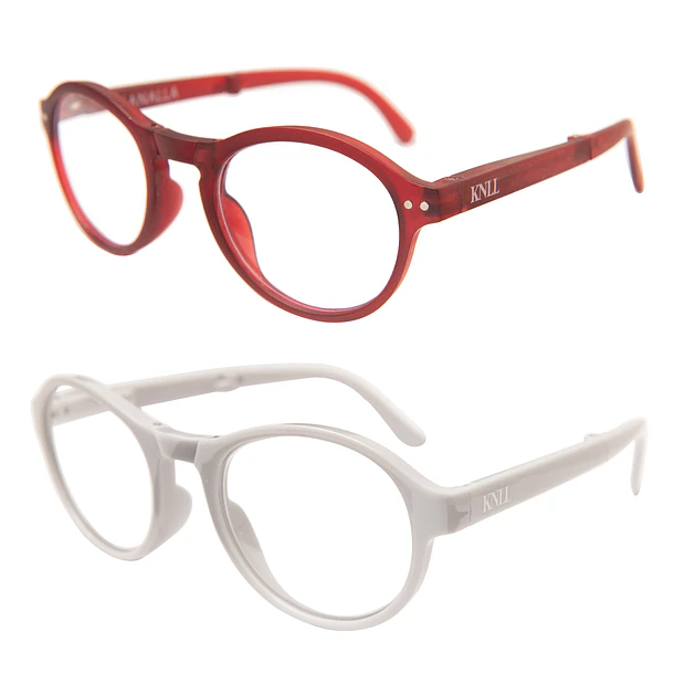 Pack 2 Lentes De Lectura Plegable Con Filtro Azul mod Gris / Rojo Oscuro