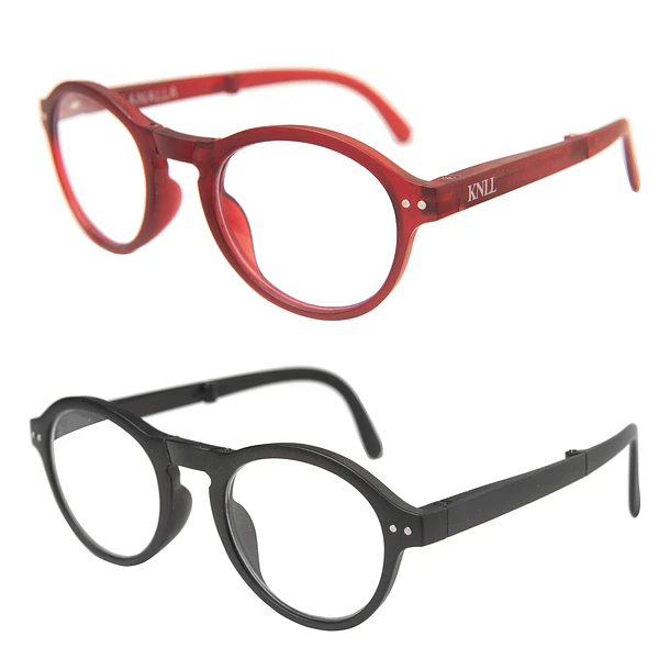 Pack 2 Lentes De Lectura Plegable Con Filtro Azul mod Negro / Rojo Oscuro