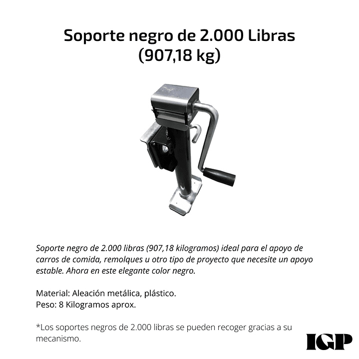 Soporte negro 2000 Lbs (907,18 Kg) 43 centímetros 2