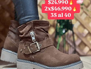 Botin  Browm Corto Hebilla Gamuzada