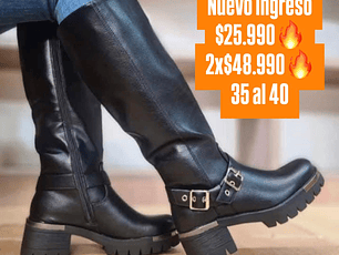 Bota ecocuero negro hebilla 