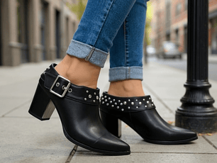 TEXANO  NEGRO CORTO ECOCUERO TACHAS