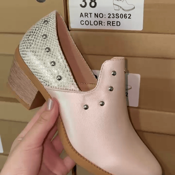 Mocasin Rosa Pastel Plateado Bajo  1