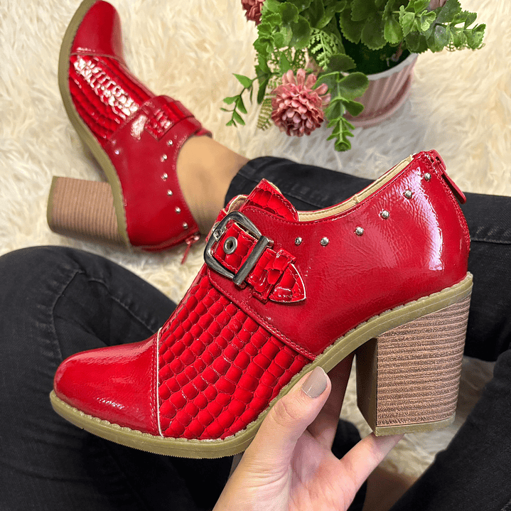 Botin Hebilla Rojo 1