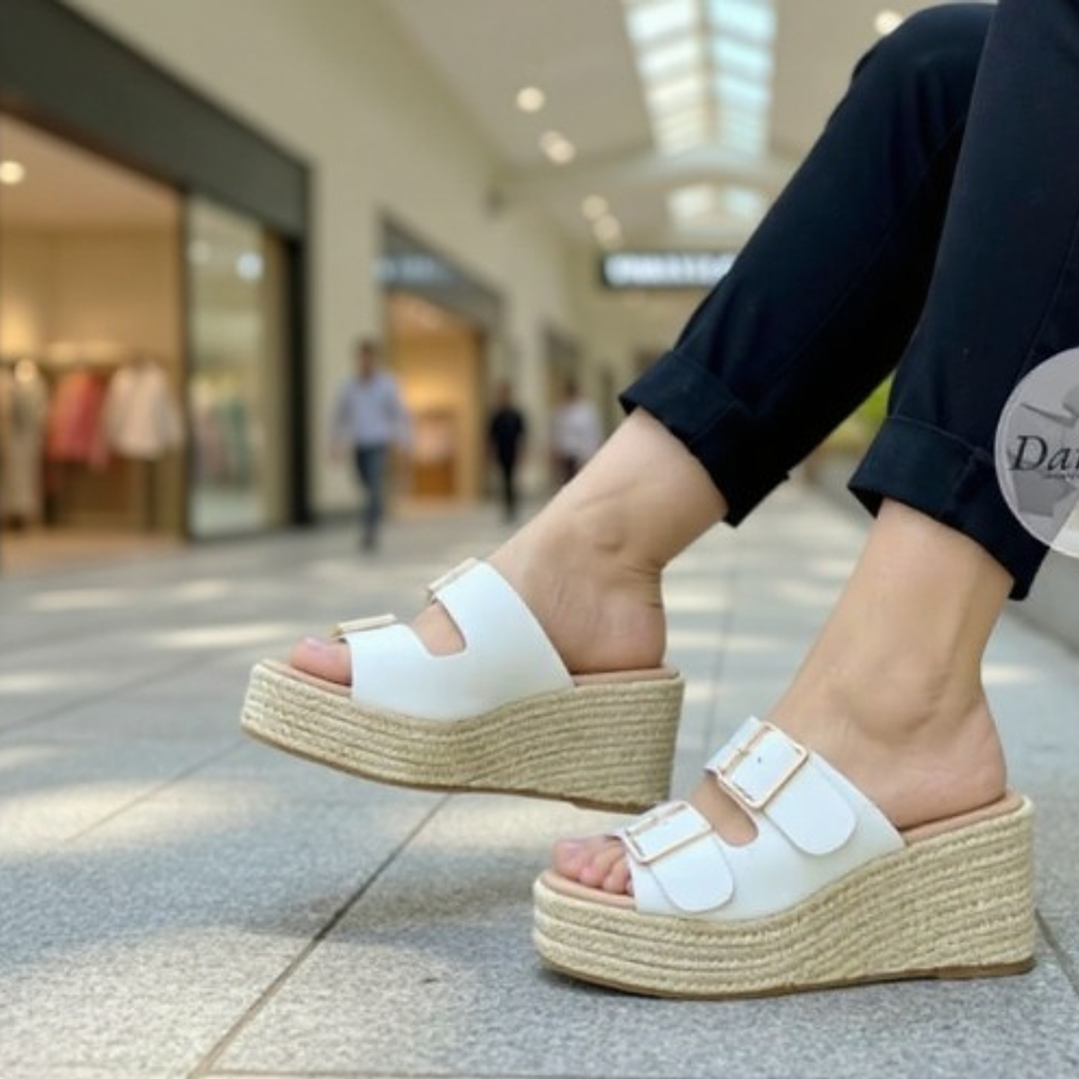 SANDALIA BLANCO HEBILLAS TERRAPLEN 1