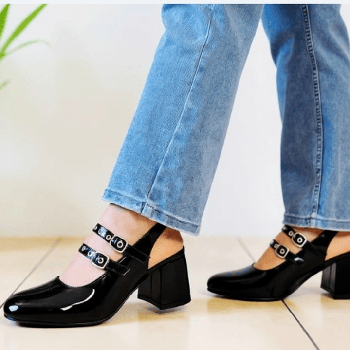 CALZADO ESTILO MERY JANE NEGRO CHAROL 1