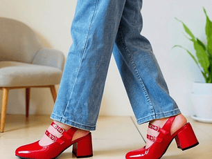 CALZADO ESTILO MERY JANE ROJO CHAROL