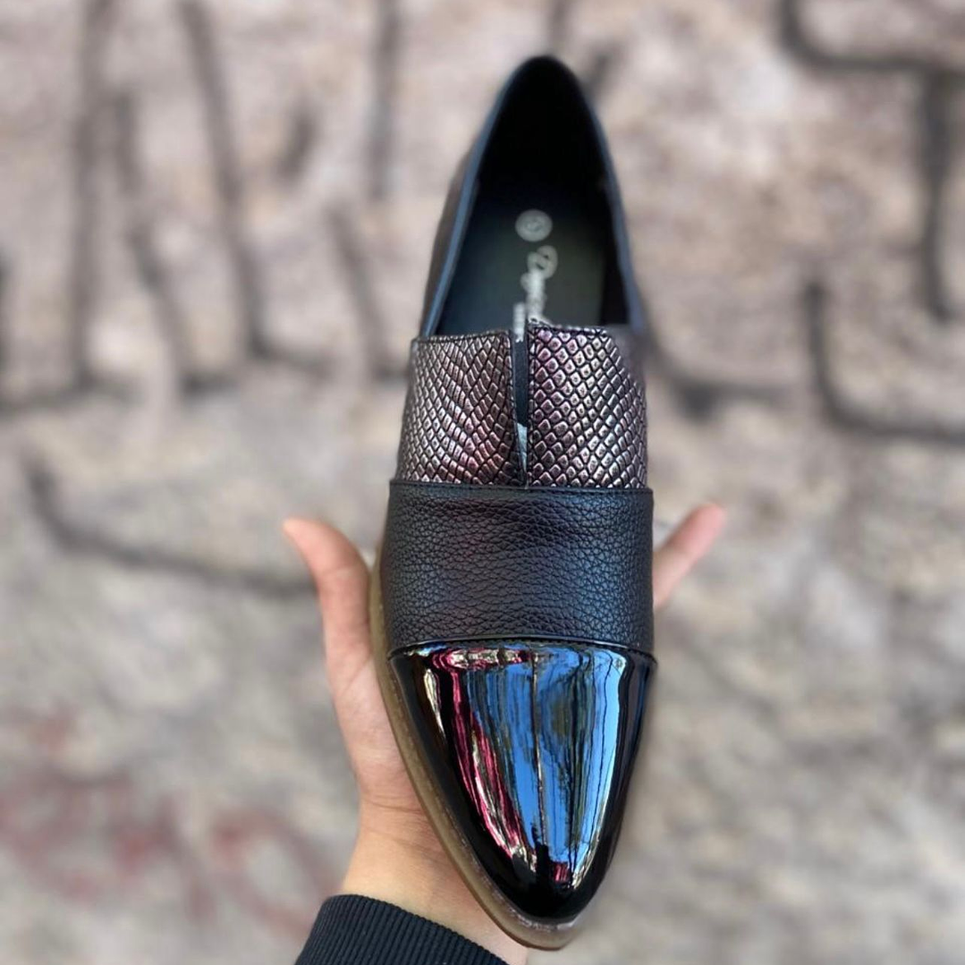 CALZADO NEGRO APLICACION CHAROL SOLO 35 6