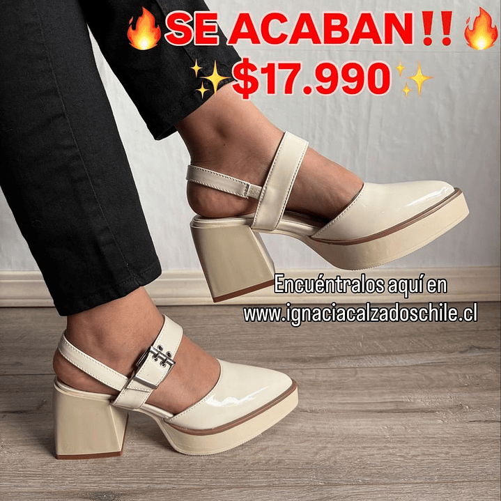 SANDALIA TACÓN BLANCO CREMA 1