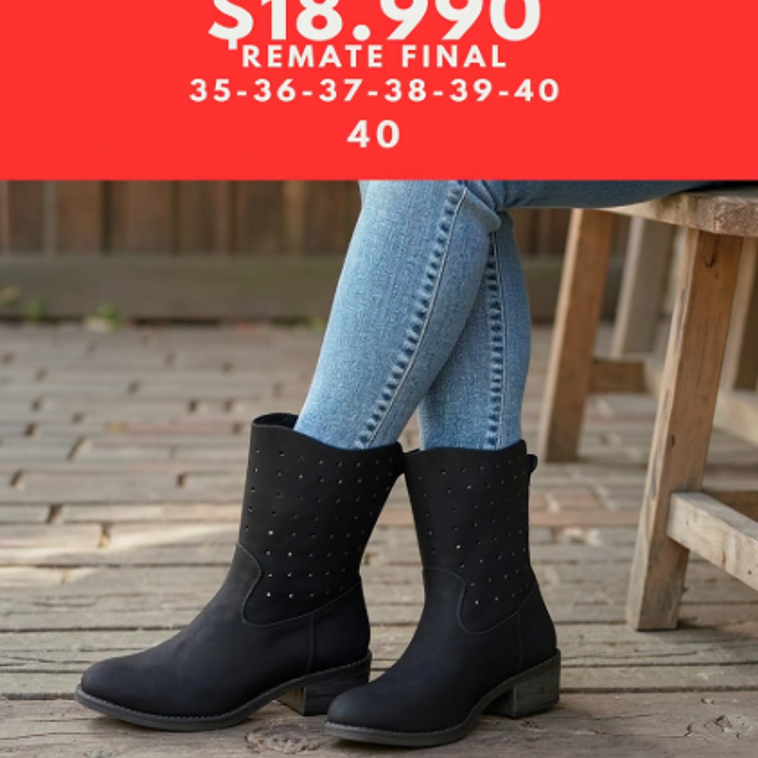 BOTA 3/4 ECOCUERO NEGRO  1