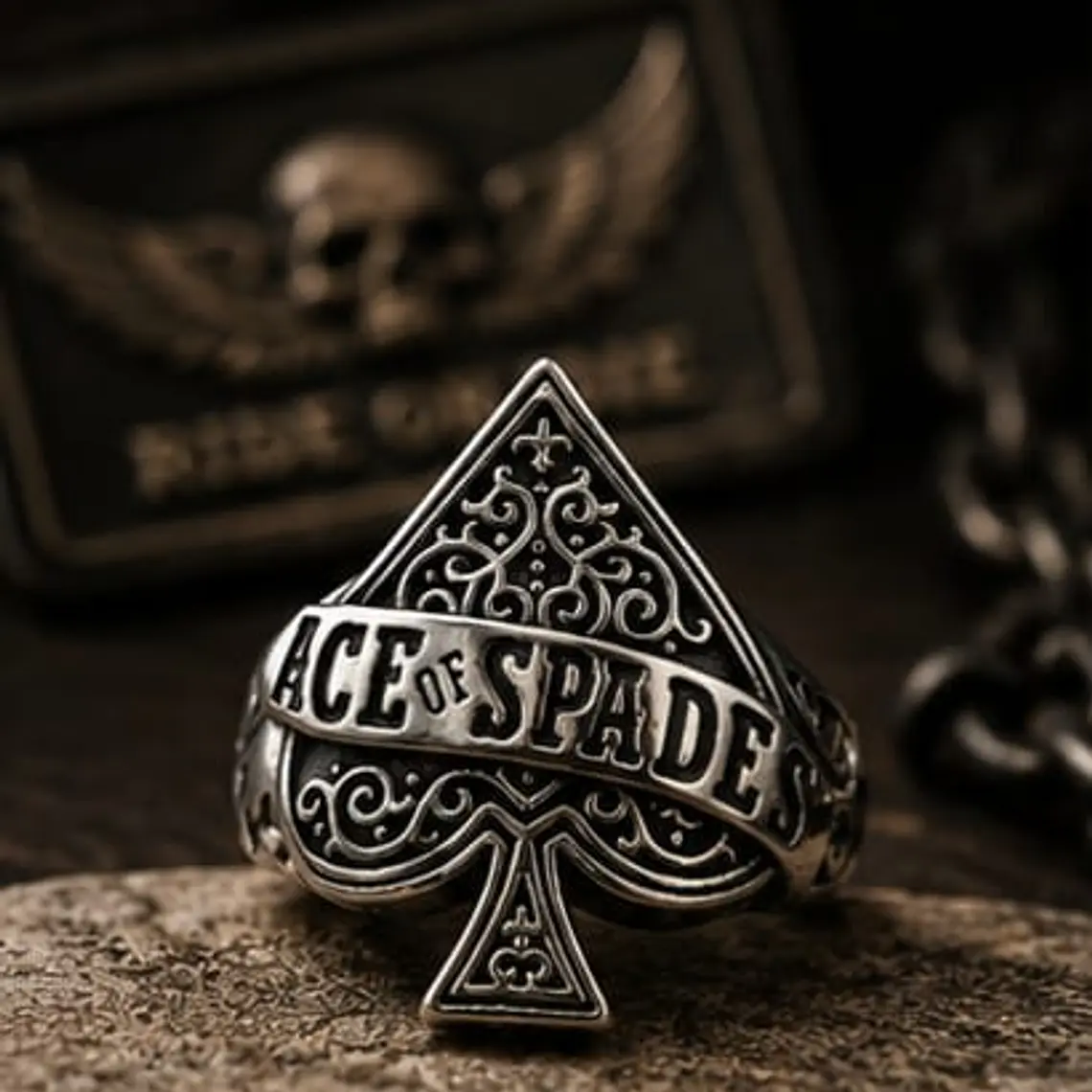 ACE OF SPADES RING— BIKER EDITION 2