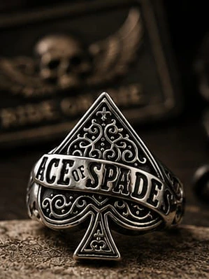 ACE OF SPADES RING— BIKER EDITION