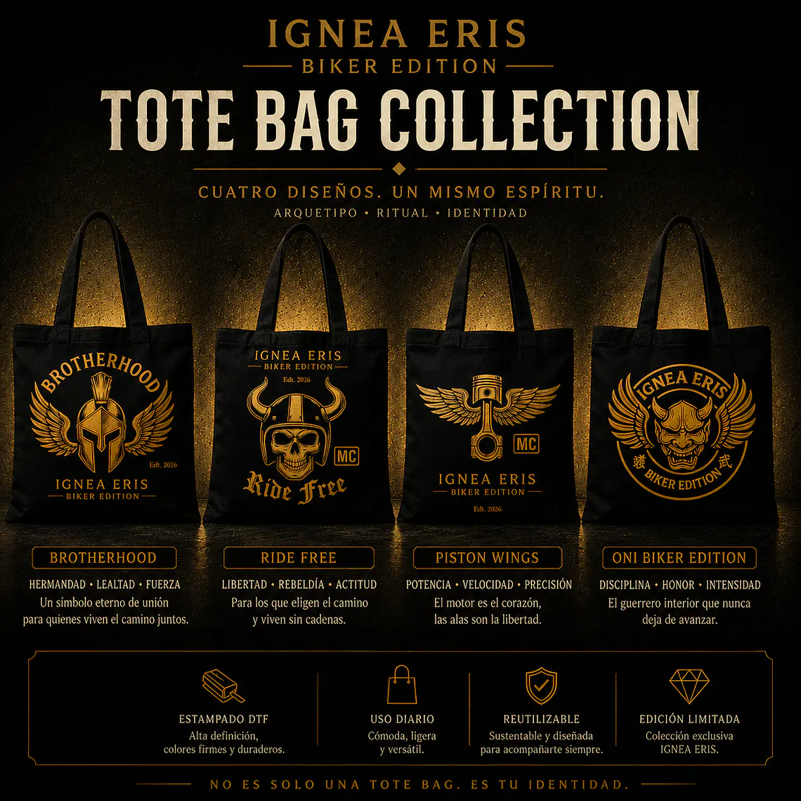 Tote Bag “Ride Free” – Biker Edition 2