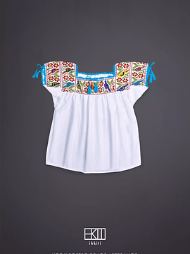 Blusa  de chaquira Colibrí Azul