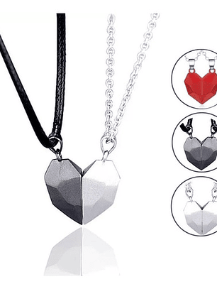 Collar Corazón Pareja Separables Con Imán