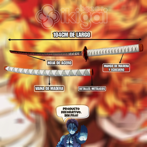 Katana Acero Rengoku Nichirin Kimetsu No Yaiba Demon Slayer 3