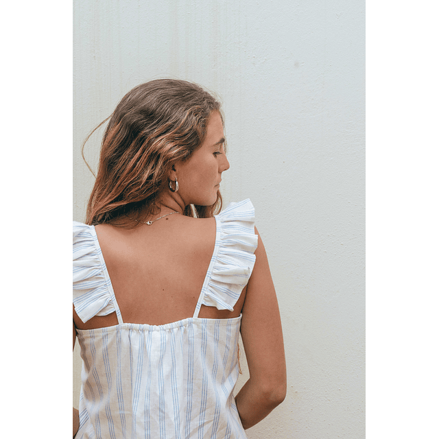 POLERA BLANCO CON CELESTE LINO 