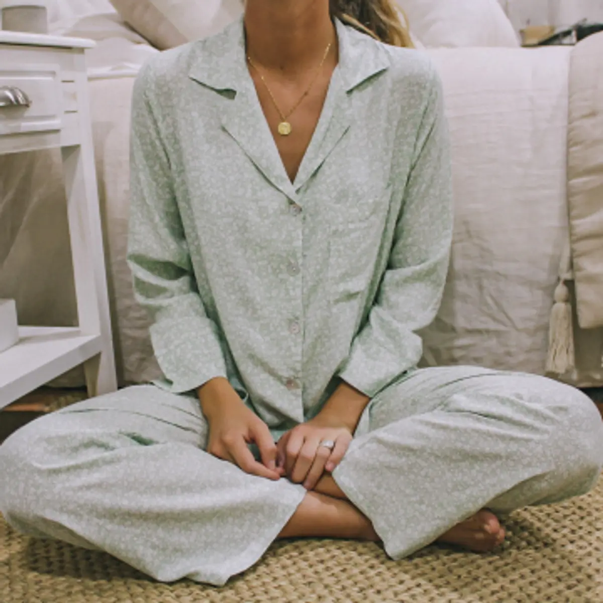 PIJAMA FLORES VERDE