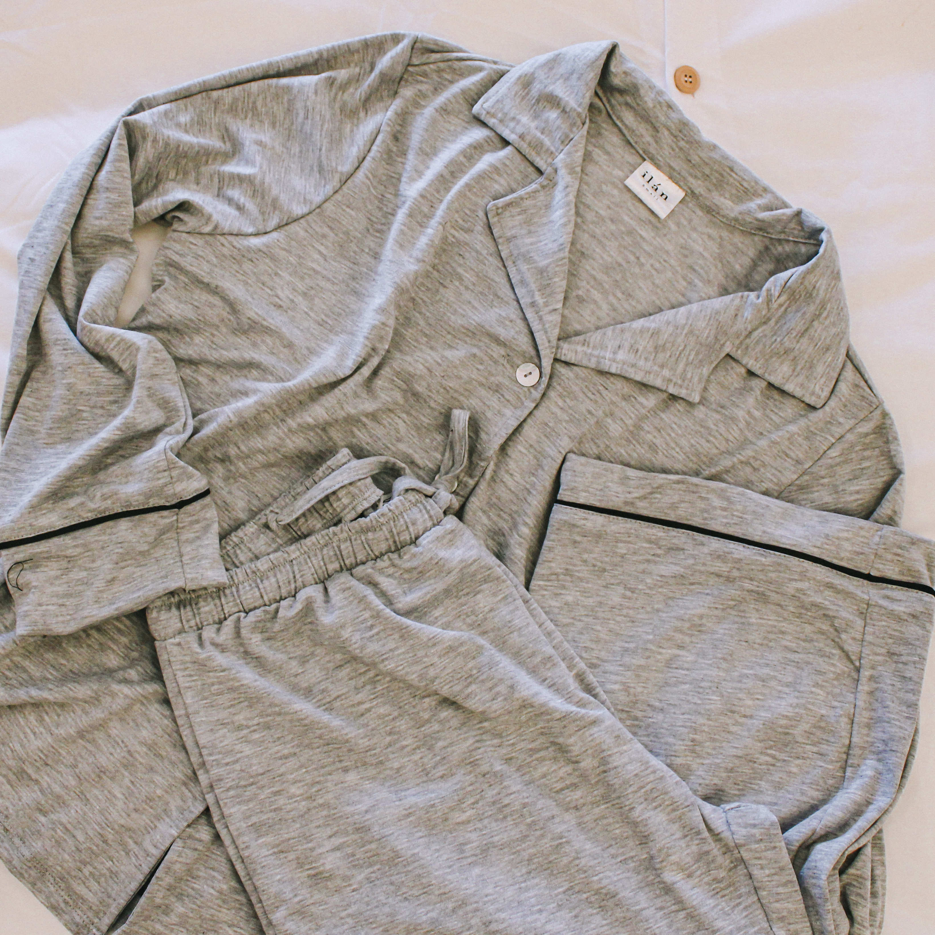 Pijama manga corta algodón niño gris