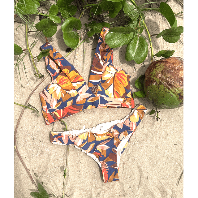 BIKINI TIRANTES GRUESOS HOJAS AZULES