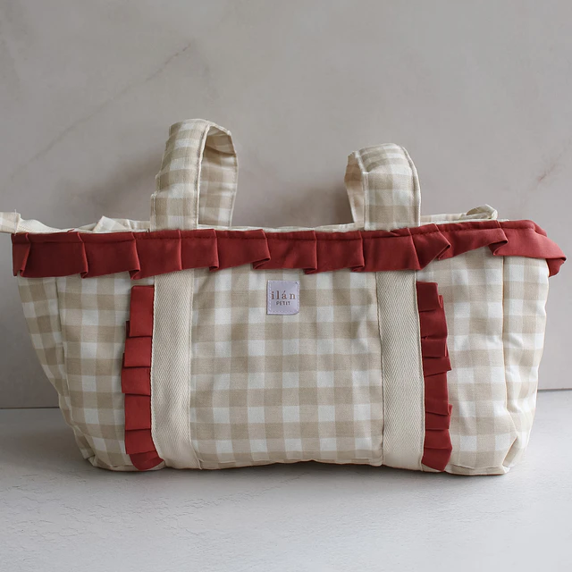 Bolso Mediano Vichy Beige con Rosado