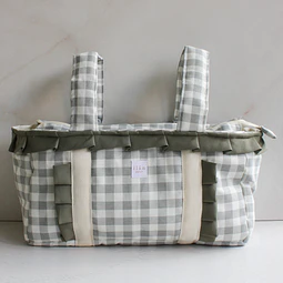 Bolso Mediano Vichy Gris con Verde