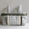 Bolso Mediano Vichy Gris con Verde