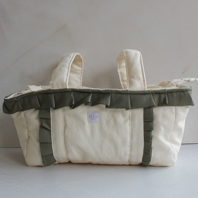 Bolso Mediano Crudo con Vuelos Verde 