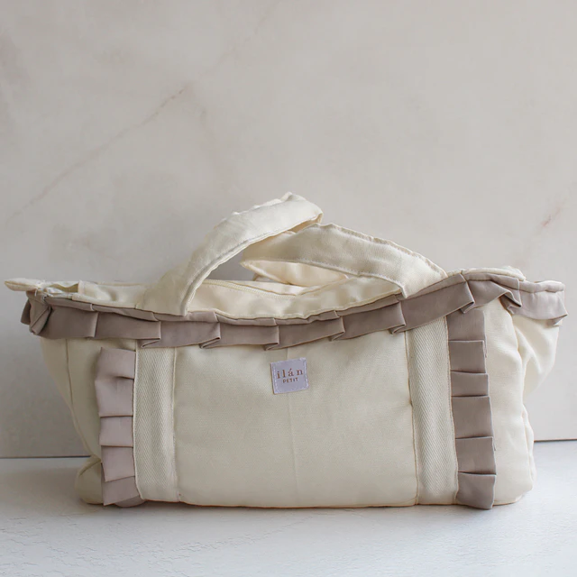 Bolso Mediano Crudo con Vuelos Beige 