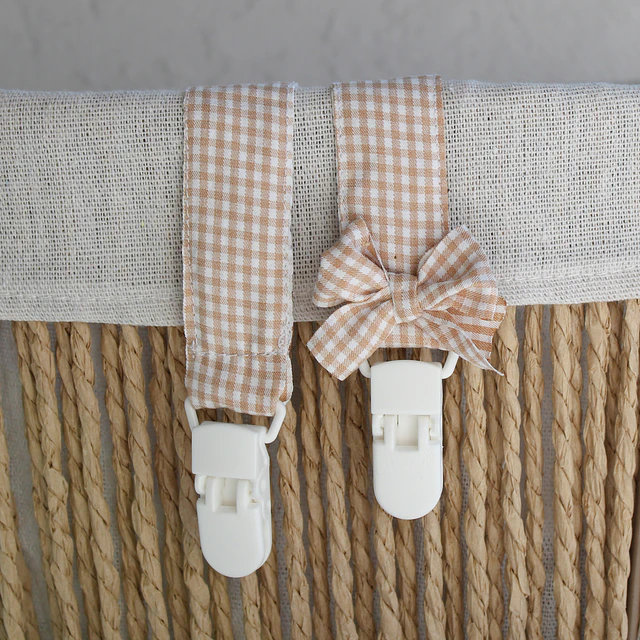 Porta Chupete Vichy Beige 
