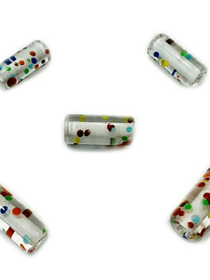 Firma de Murano M Transparente com Miolo Branco 7 Linhas