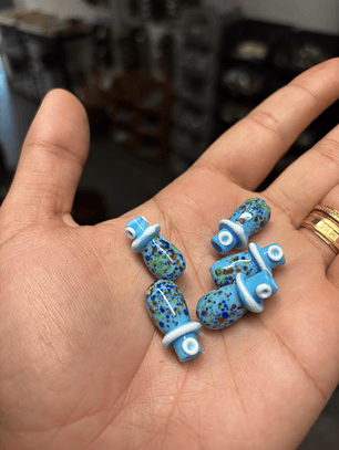 Mini Chupeta de murano azul 7 linhas 