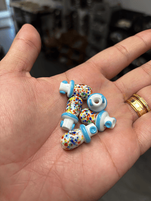 Mini Chupeta de murano branco 7 linhas