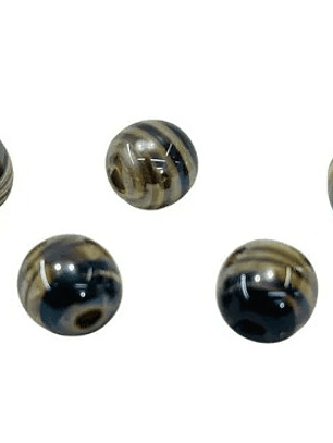 Mini Bola de Murano Preta Rajada de Branca Irisada