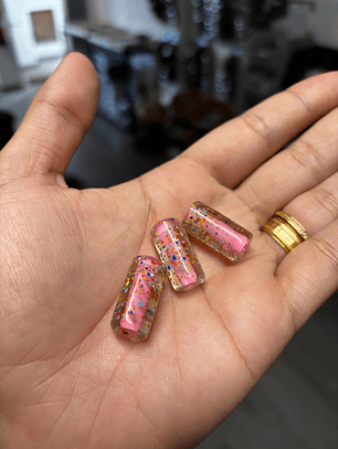 Firma de Murano Transparente com Miolo Rosa 7 Linhas