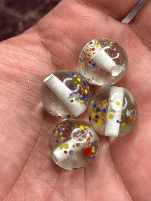 Bola de Murano Transparente com Miolo Branco 7 linhas