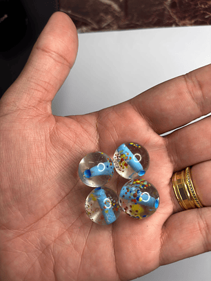 Bola de Murano Transparente com Miolo Azul 7 linhas