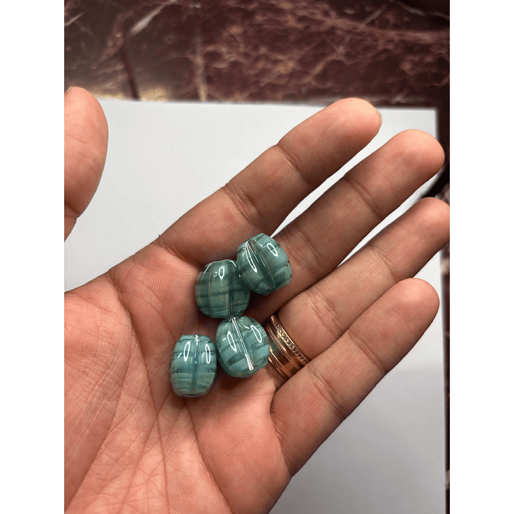 Mini Pitanga de Murano Turquesa com Transparente Irizado 1